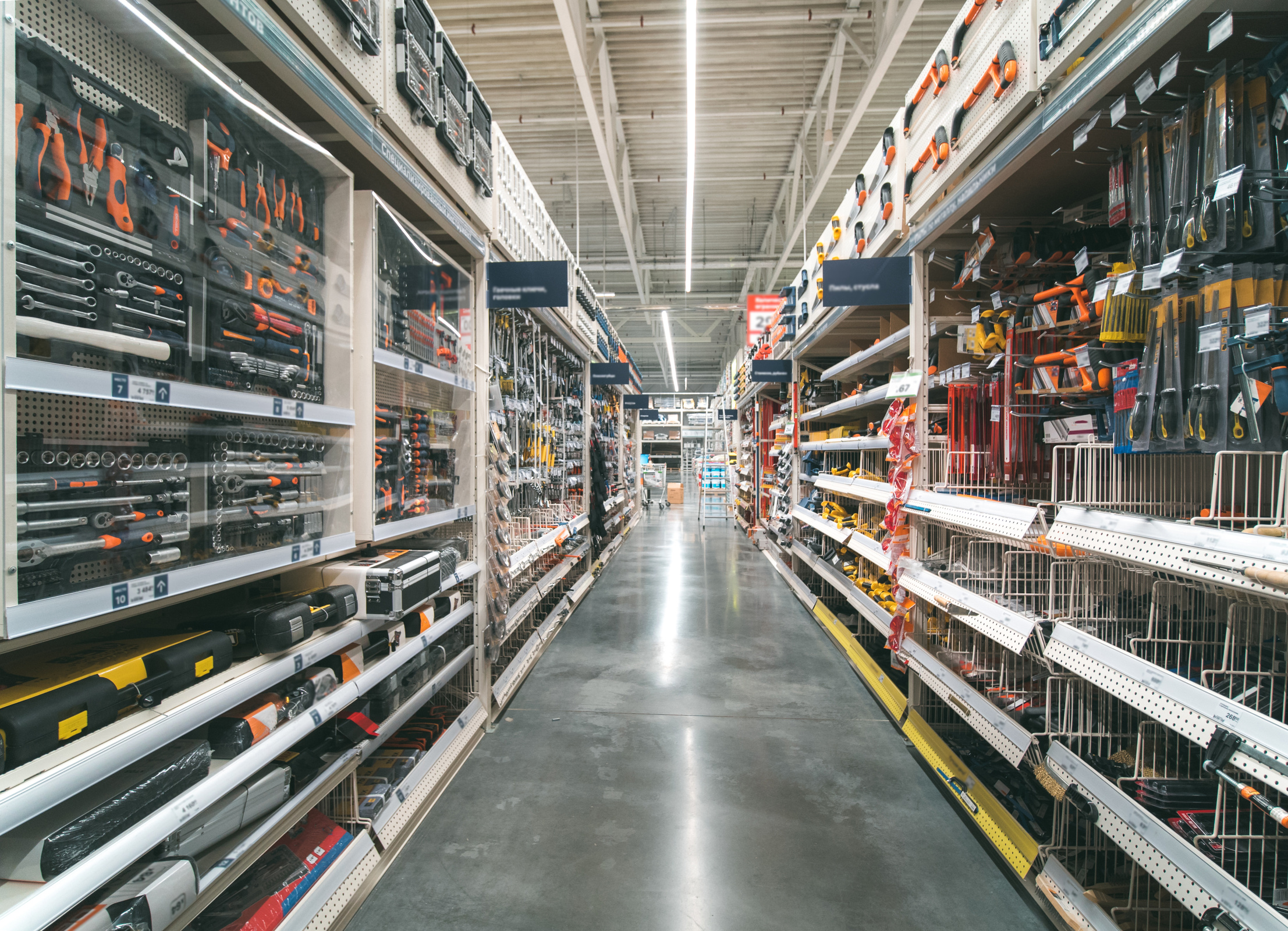 Warehouse Aisle of Building Materials in Industiral Store